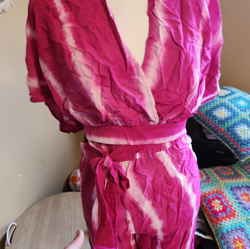 Blue & Pink 2-2 Peice Set Top and Pants